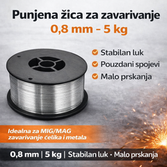 Punjena žica za zavarivanje 0,8 mm 5kg