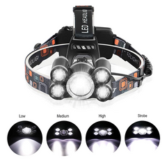 ZOOM led naglavna lampa 5×Cree T6 | domet 300 m, vodootporna