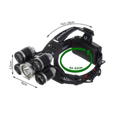 ZOOM led naglavna lampa 5×Cree T6 | domet 300 m, vodootporna