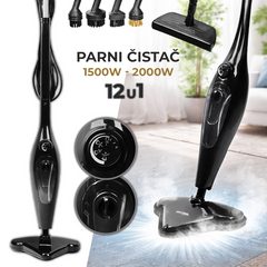Parni čistač, 12 u 1, crna