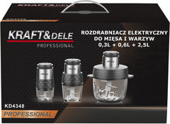 Električna sjeckalica za meso i povrće 550 W, 0,3 + 0,6 + 2,5 l, KD4348