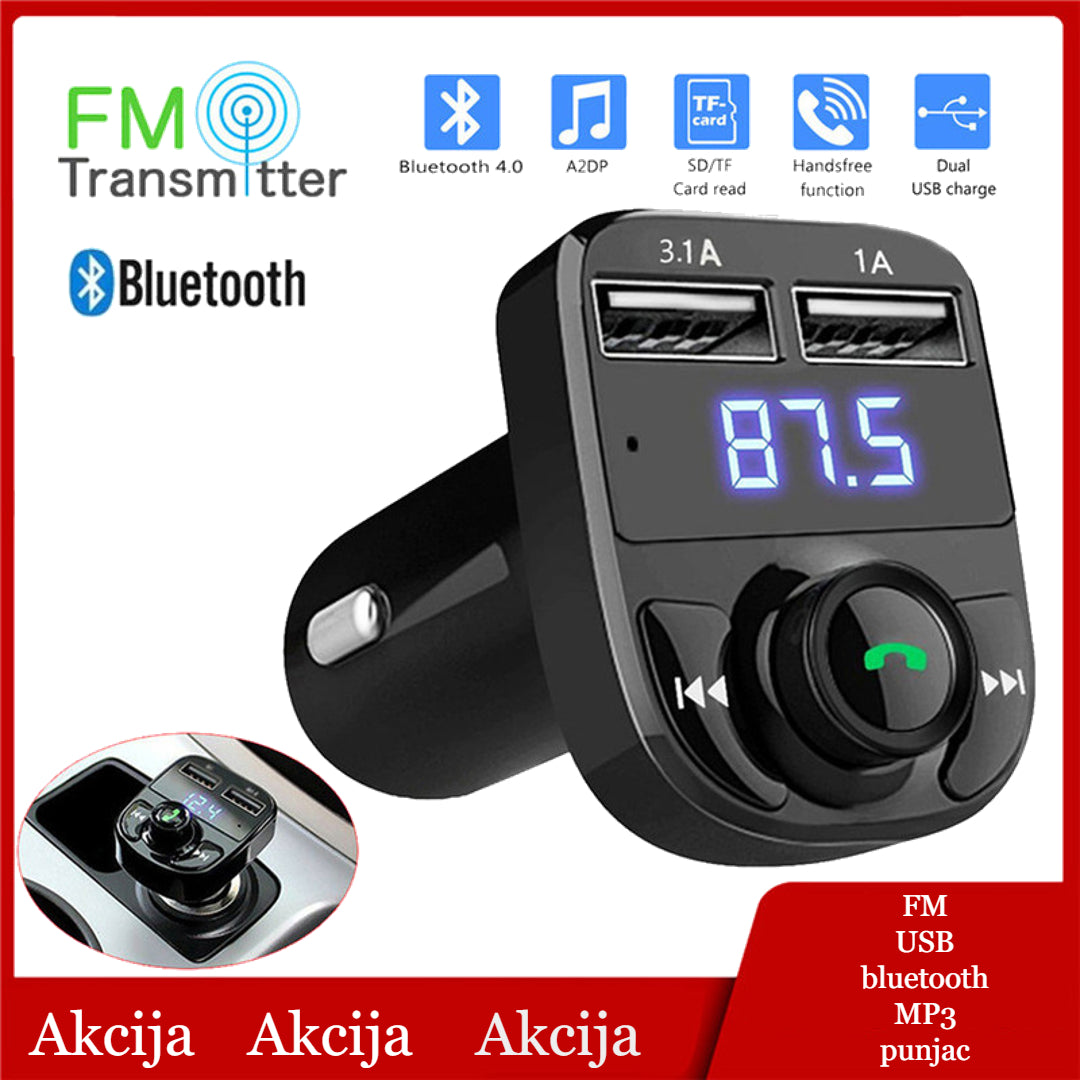 FM transmiter za auto, USB, bluetooth,Punjać MP3 player