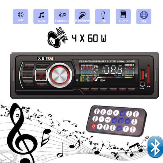 XBTOD Auto radio Bluetooth,Mp3,sd,usb,FM 60WX4
