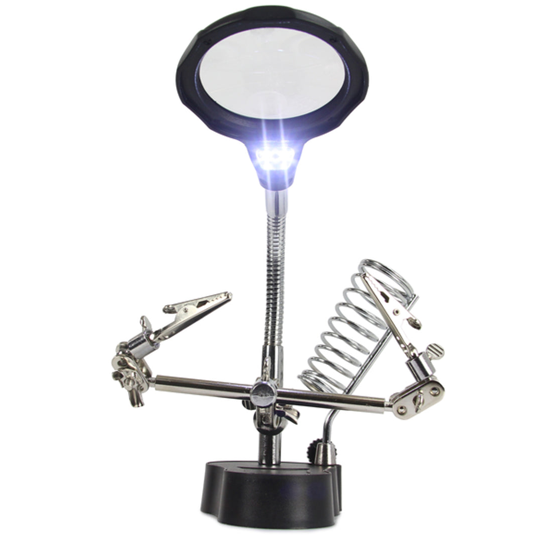Držač i stalak za lemljenje sa povećalom, LED lampom